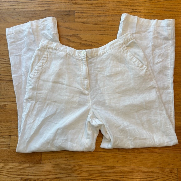 LL Bean Linen Wide Leg Pants Size Women’s 16 Tall White - Picture 1 of 7
